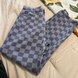 vestique Blue Checkered Skinny Jeans